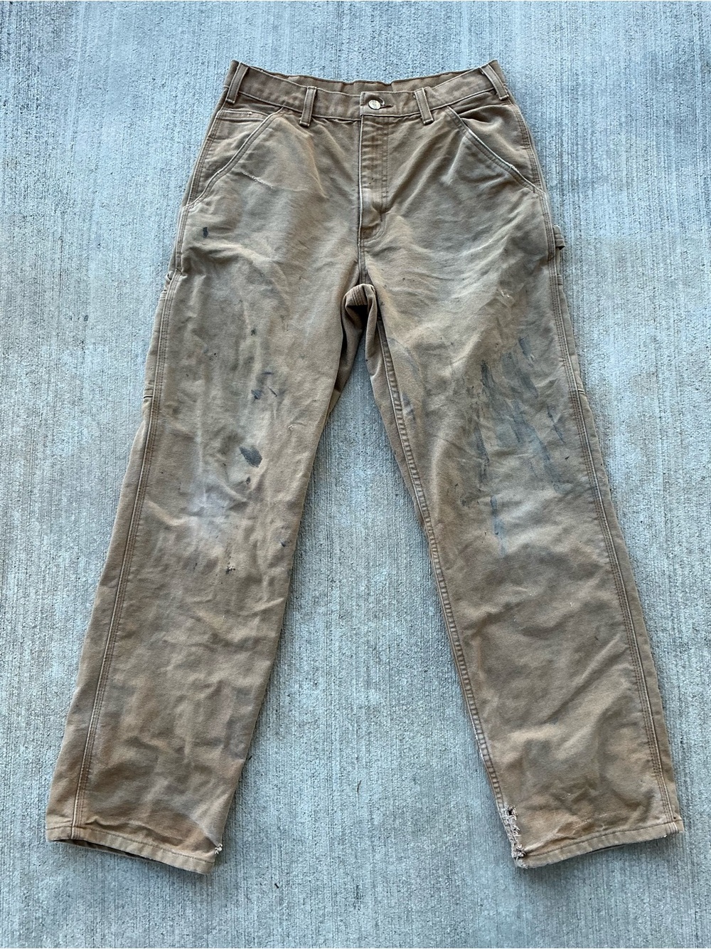 Carhartt B11 BRN Thrashed Distressed Carpenter Work Pants 32x32 Brown
